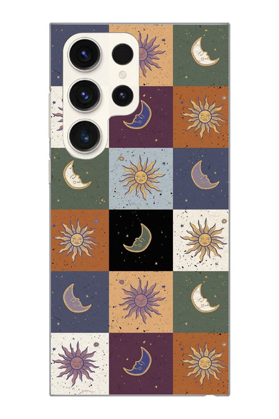 moonset Samsung Galaxy S24 Ultra Uyumlu Renkli Ay ve Güneş Tasarımlı Baskılı ...