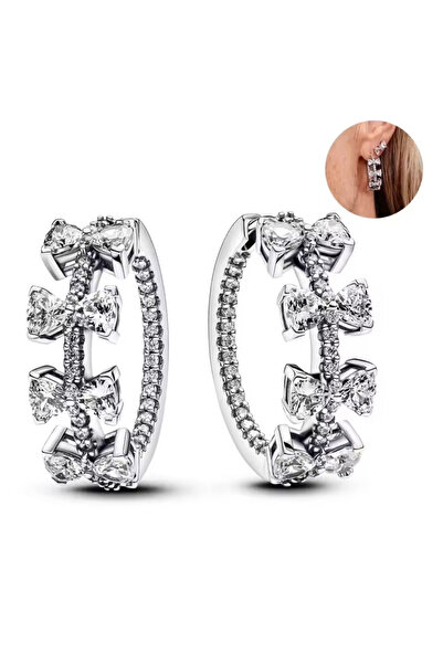 Hector&Co. Jewellery Gümüş Fiyonk Sıralı Halka Küpe