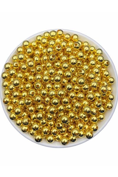 Hobimos 500 Pieces 8 mm Gold Color Ccb Metal Look Acrylic Plastic Beads
