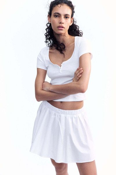 H&M Button-top Scoop-neck T-shirt