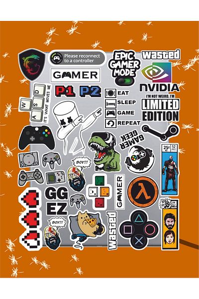 hediyenebak Gamer Player Sticker Set |   Laptop Agenda Pc Tablet Phone Notebook Sticker Bullet Journal