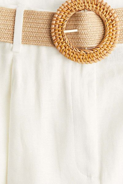 H&M Linen-blend belted shorts