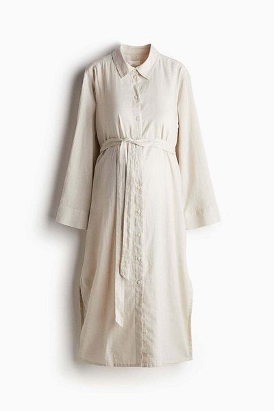 H&M MAMA Linen-blend shirt dress