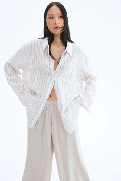 H&M Wide linen-blend trousers