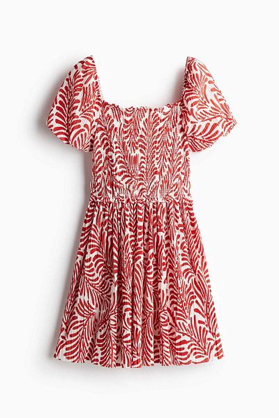 H&M Smocked-bodice crinkled dress