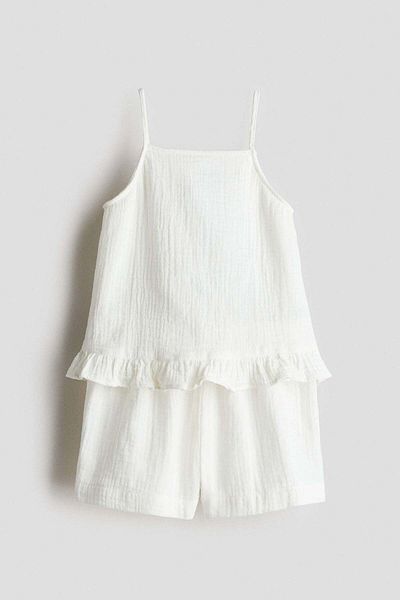 H&M 2-piece Cotton Strappy Top And Shorts Set