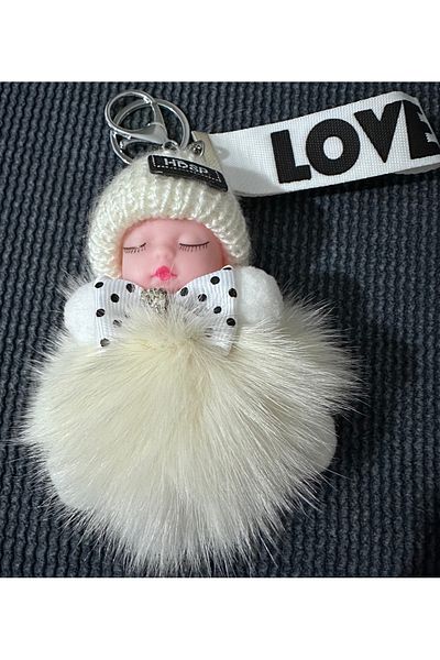 hdshop Hdsp Pompom Sleeping Baby Keychain - Bag Accessory
