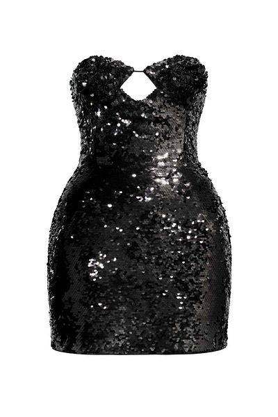 H&M Sequined rose-appliquéd hourglass dress