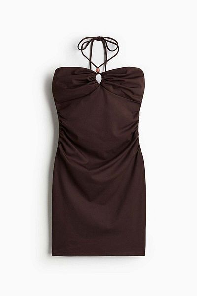 H&M Ruched halterneck dress