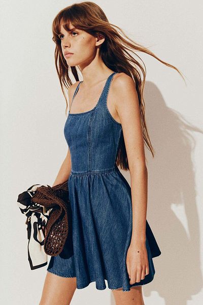 H&M Flared-skirt denim dress
