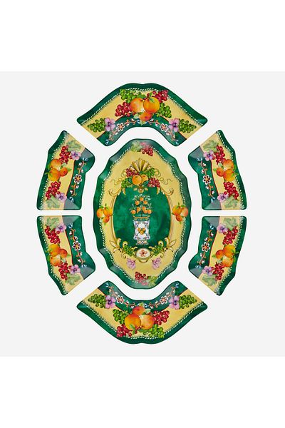 CHIARA ALESSI Carpe Diem Green Melamine Appetizer Plate 7 Pieces