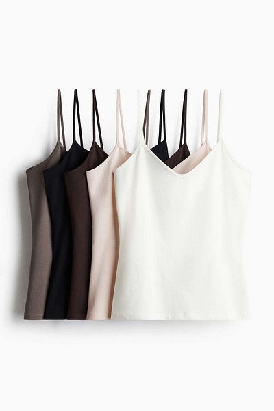H&M مجموعة من 5 قمصان ذات أشرطة
