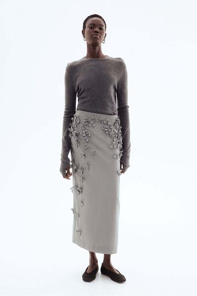 H&M Appliquéd Skirt