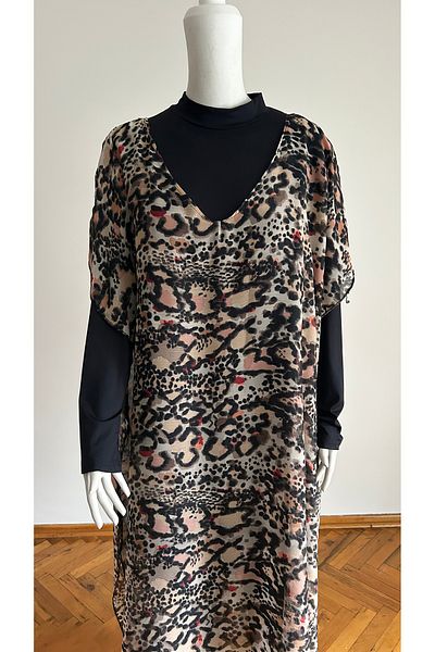 GİZGİYİM Leopard Print Chiffon Kaftan Pareo Large Size