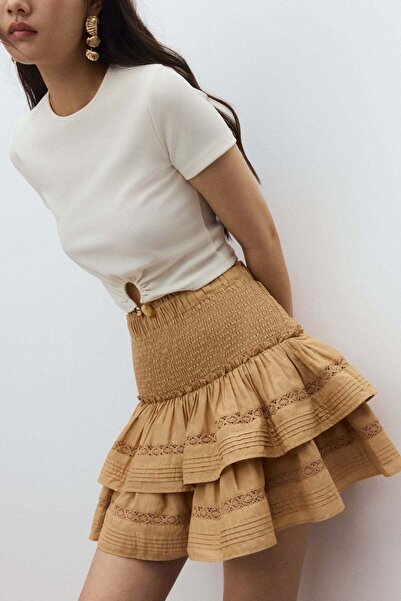 H&M Lace-inset tiered skirt