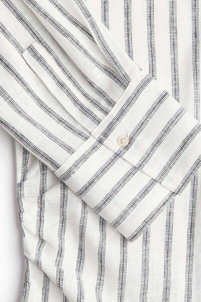 H&M Gathered linen-blend shirt