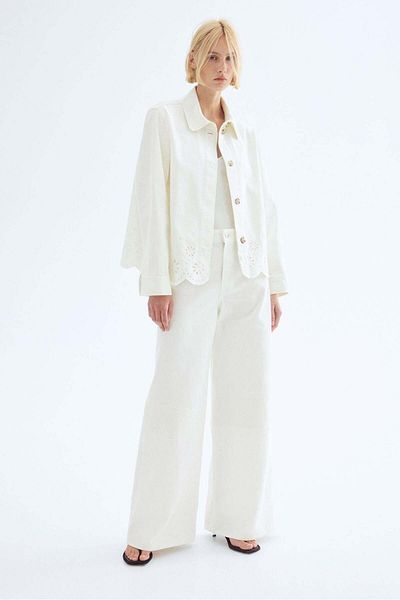 H&M Broderie anglaise-detail denim jacket