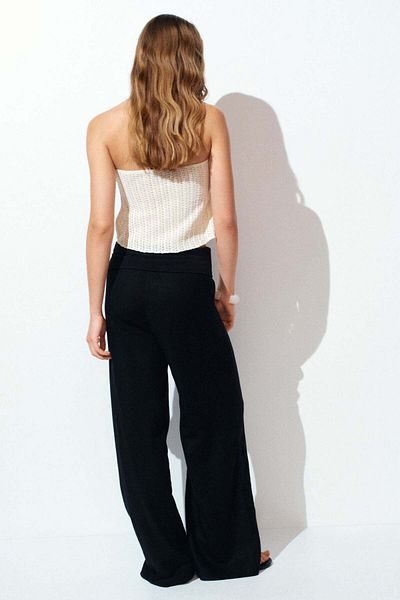 H&M Foldover-waist linen-blend trousers