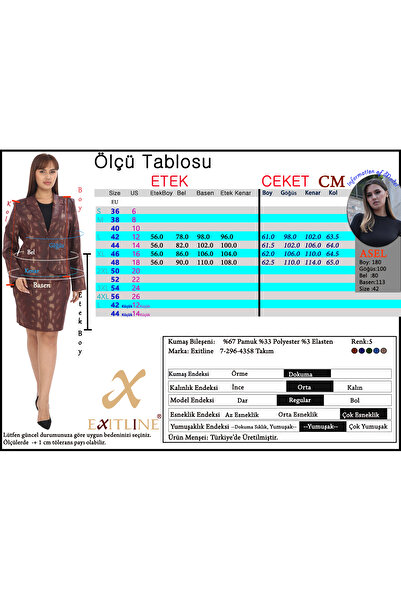 EXİTLİNE Kadın Özel Yılan Desen Baskılı ETEK Ceket Takım