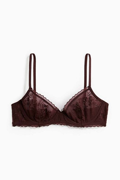 H&M Underwired embroidered mesh bra