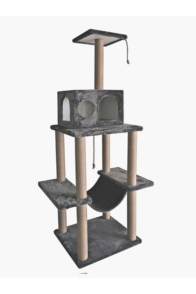 Turkuaz Tırmalama Zooplus Cat House Scratching Anthracite