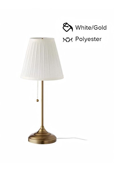 Generic Bedside Metal Table Lamp Fabric Lampshade Pull Cord Switch Bedside Table Bedroom Table Lamp