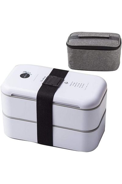 COOYA Lunch Box with Lid, Double-Layer Leak-Proof, Can Keep Food Warm, With Storage Bag, Easy to Clean