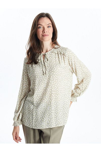 LC Waikiki Tie Collar Patterned Women's Blouse