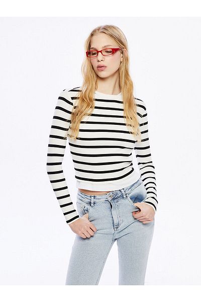 LC Waikiki Crew Neck Striped Women's Bodysuit