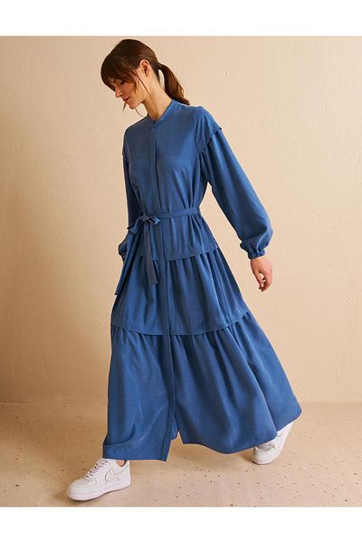 KYR Φόρεμα Lyocell με πολλές στρώσεις Indigo