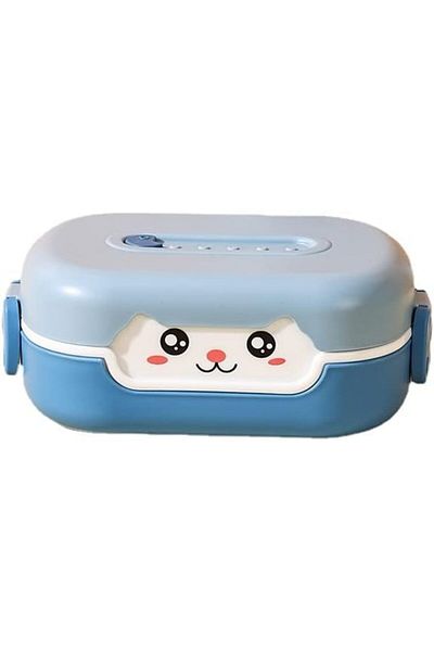 COOYA Cartoon Lamb Lunch Box, 2 Compartments, Insulated and Portable, Blue, Suitable for Children Aged 6+