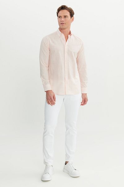 AC&Co / Altınyıldız Classics Men's Yavruağzı 100% Cotton Slim Fit Buttoned Collar Shirt