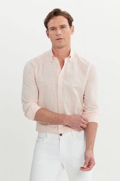 AC&Co / Altınyıldız Classics Men's Yavruağzı 100% Cotton Slim Fit Buttoned Collar Shirt