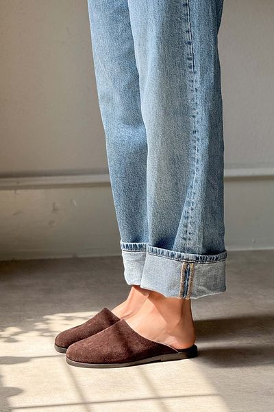 NİŞANTAŞI SHOES Ricci Brown Genuine Suede Flat Sole Women's Slippers