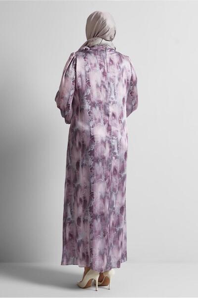 Alvina Patterned Large Size Satin Dress 20725
