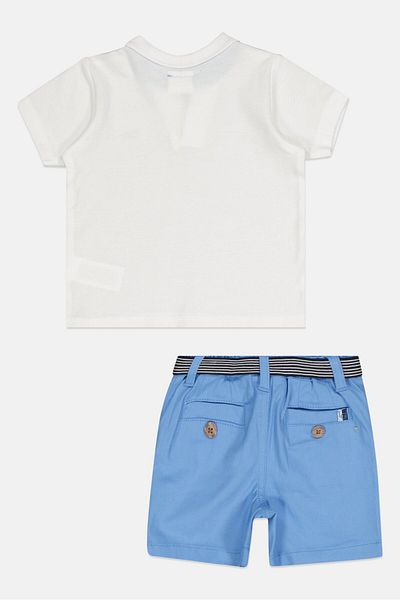 Little Gent Toddlers Boy 2 Piece Embroidered Logo Polo Shirt And Belted Shorts Set, Multicolor