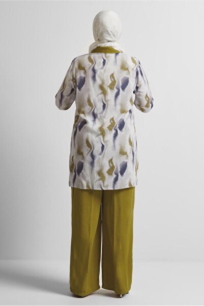 Alvina Patterned Large Size Pants Suit 20706