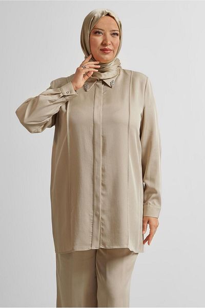 Alvina Shirt Collar Pants Suit 20733