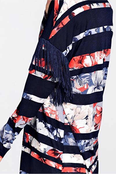 Alvina 4384 Model Tunic with Tassels and Floral Print