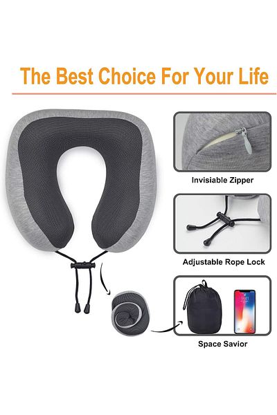 fulina Travel Pillows Kit with Storage Bag,100% Memory Foam,Neck & Head Support Pillow for Sleeping Rest