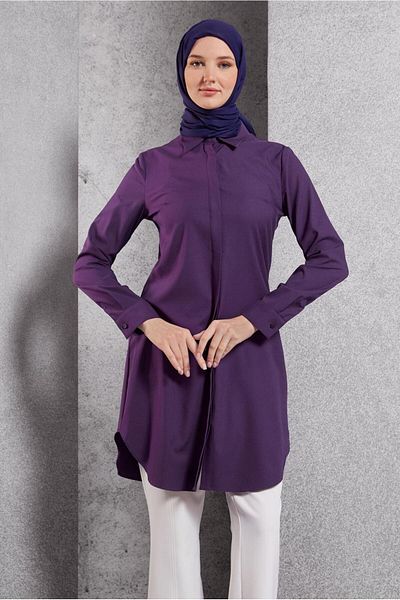 Alvina 45079 Model Shirt Collar Hijab Tunic