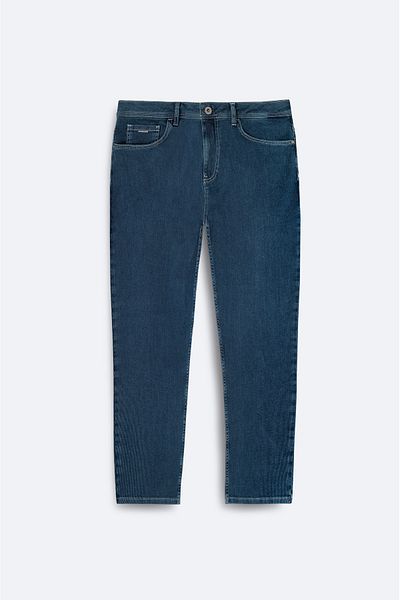 Avva Men's Indigo Distressed Washed Carrot Fit Jean Trousers A51Y3552