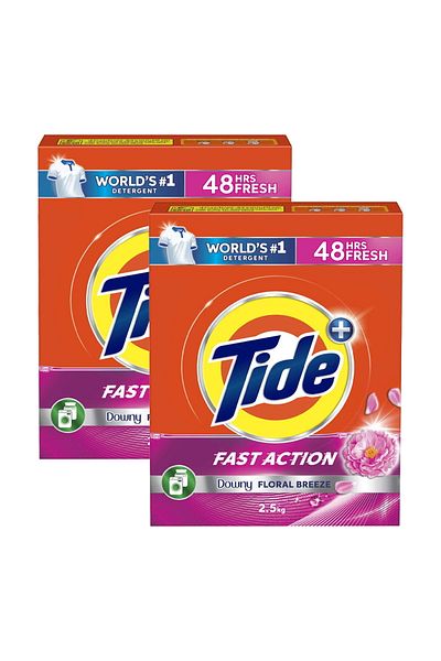 Tide Fast Action Downy Floral Breeze Washing Powder 2 x 2.5 kg