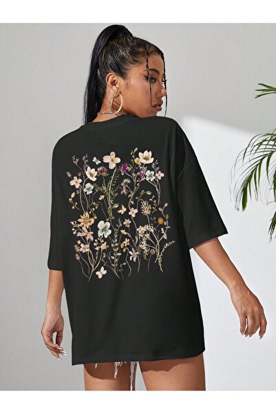 NOFLEN Γυναικείο μπλουζάκι Oversize Casual με φλοράλ στάμπα Boyfirend