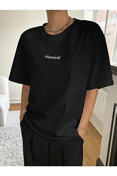 NOFLEN Κλασικό εμπριμέ μπλουζάκι Oversize Casual Boyfirend