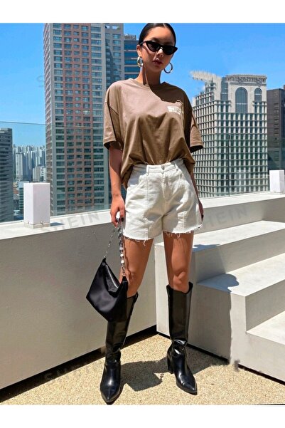 NOFLEN Γυναικείο Cherish Time Effect Printed Oversize Casual T-shirt Boyfriend