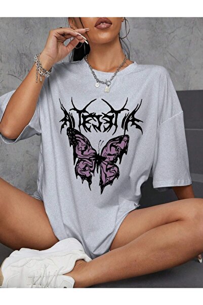 NOFLEN Bad Butterfly Printed Oversize T-shirt Casual Boyfirend