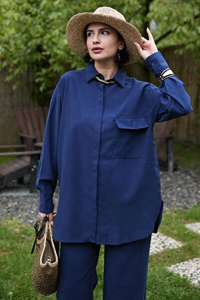 InStyle Подвійний комплект Modal темно-синього кольору з деталями кишень