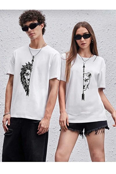 NOFLEN Γυναικείο μπλουζάκι Salas 2 τεμαχίων με στάμπα λιονταριού/τίγρης Boyfr...