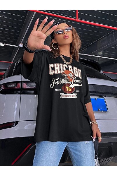 NOFLEN Oversize T-shirt Chicago Football Team Printed